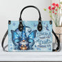 I Believe There Are Angels Among Us Whimsical Angel Gnome Blue Butterfly Hippie Leather Bag _1_ u6C2x