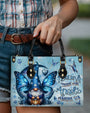 I Believe There Are Angels Among Us Whimsical Angel Gnome Blue Butterfly Hippie Leather Bag _8_ 2BvLy