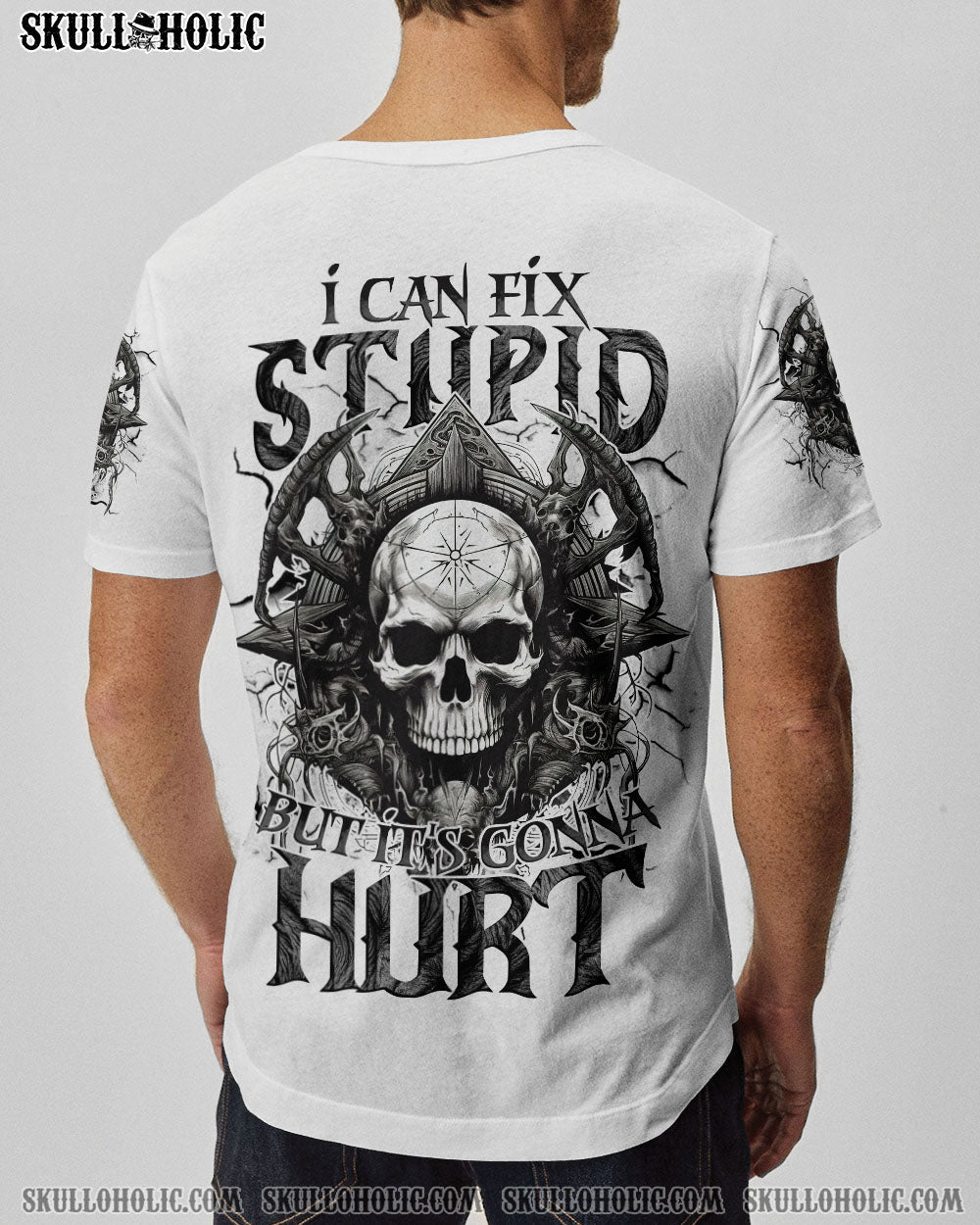 I Can Fix Stupid But It_E2_80_99s Gonna Hurt Skull Dark Gothic Ink Style AOP Shirts _3_ Trrt1