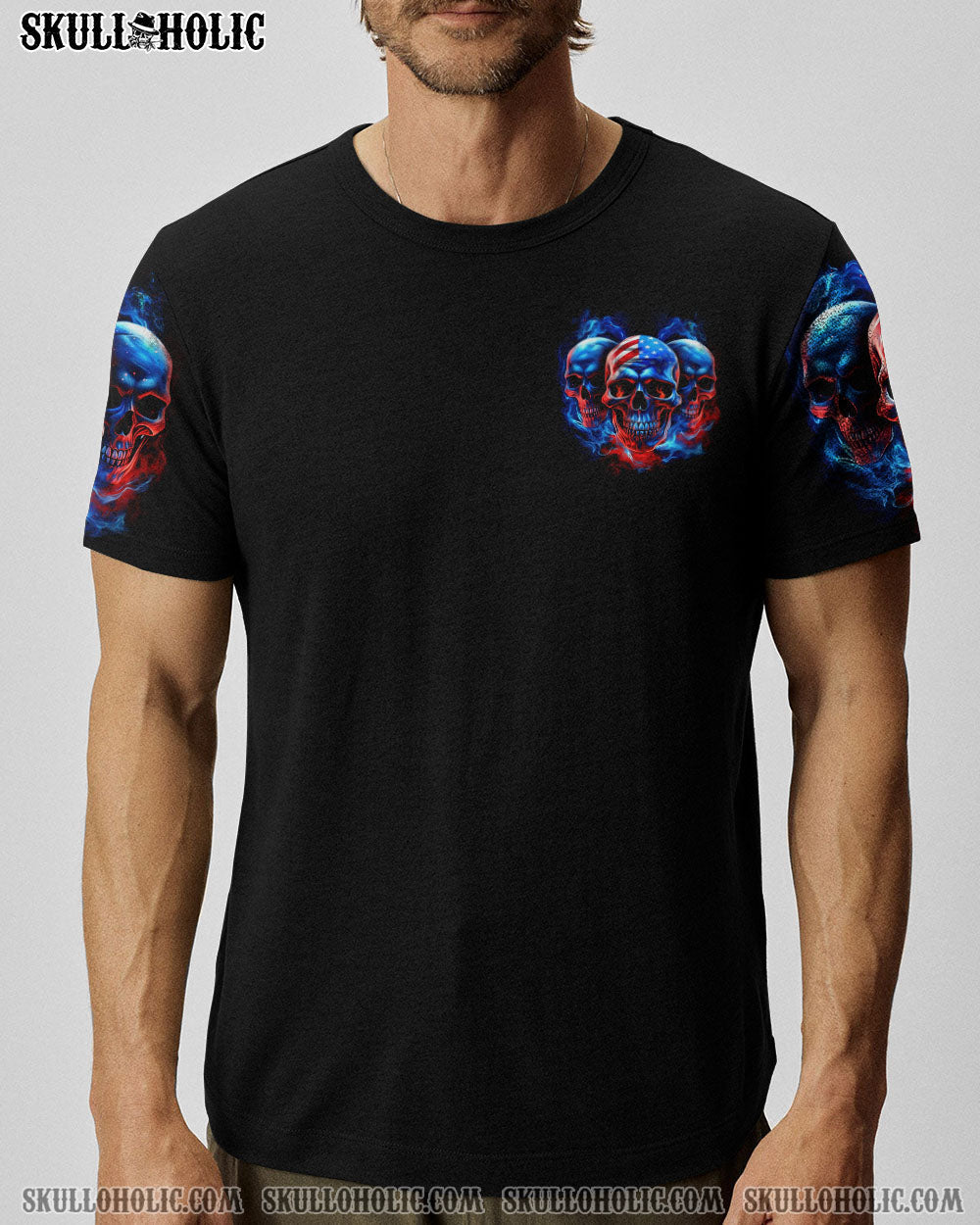 I Have 3 Sides Patriotic American Flag Skull Funny Crazy Graphic AOP Shirts _3_ Gsv6L