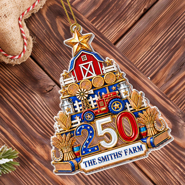 Our Farm USA 250th Anniversary  - Personalized Acrylic Ornament - Christmas Gift For Friends