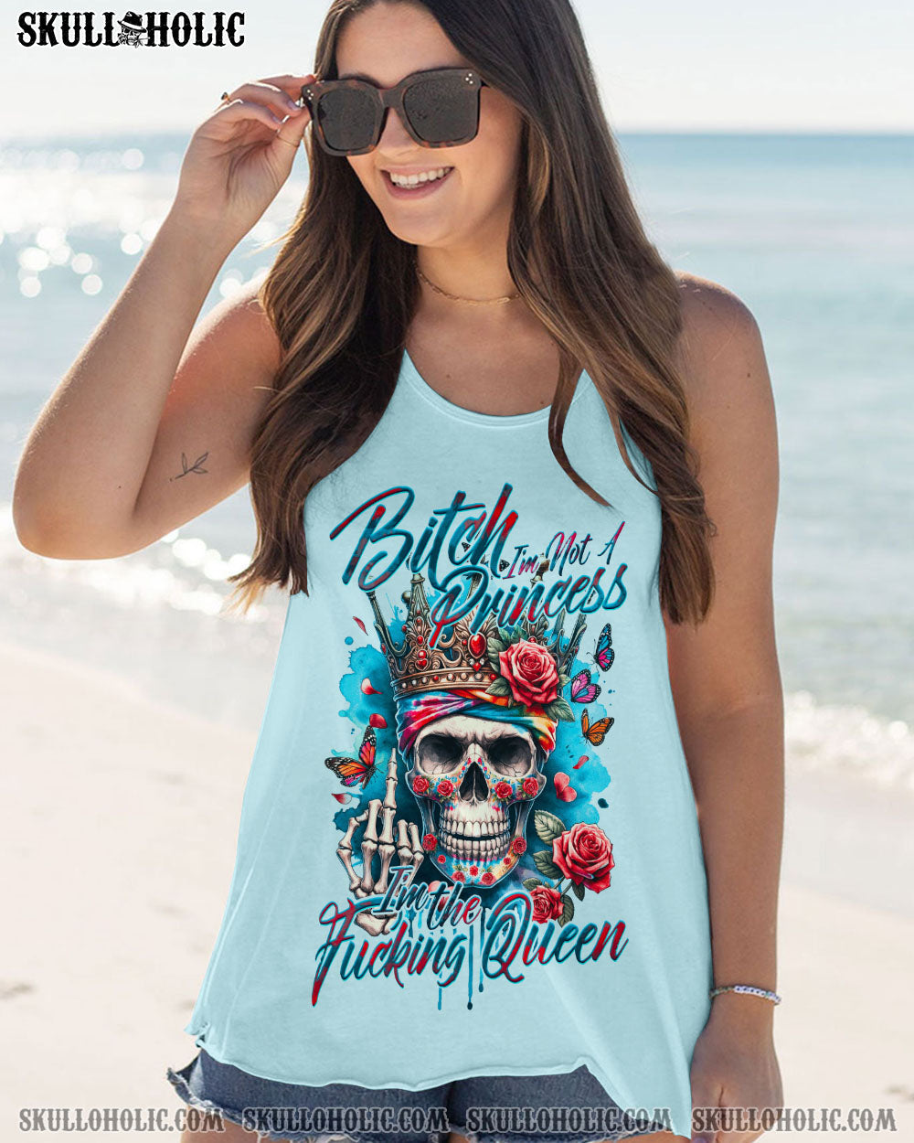 I_E2_80_99m Not a Princess I_E2_80_99m the F Queen Sku Crown Roses Sassy Attitude Graphic for Women AOP Shirts _15_ MTpH5