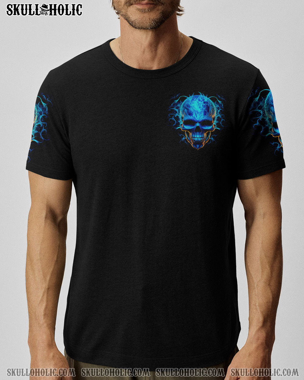 Ill Put You In The Trunk Don_E2_80_99t Test Me Blue Flame Skull Quote AOP Shirts _5_ EsdLD