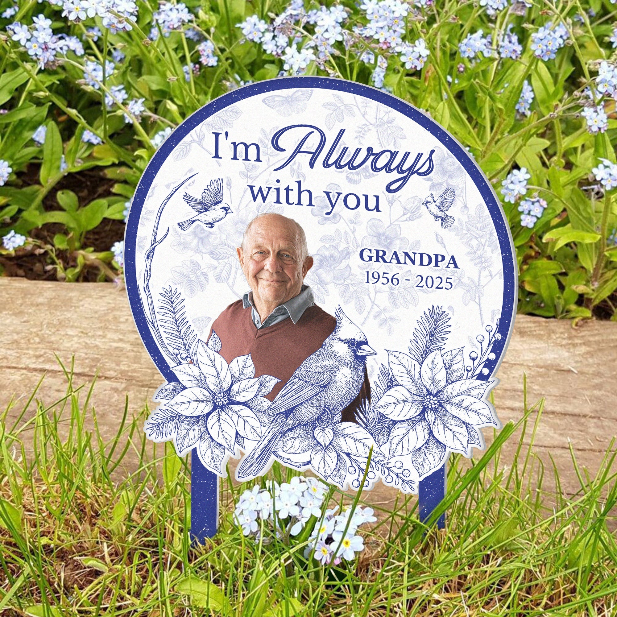 Im Always With You Toile De Jouy Style Personalized Metal Photo Garden Stake_5