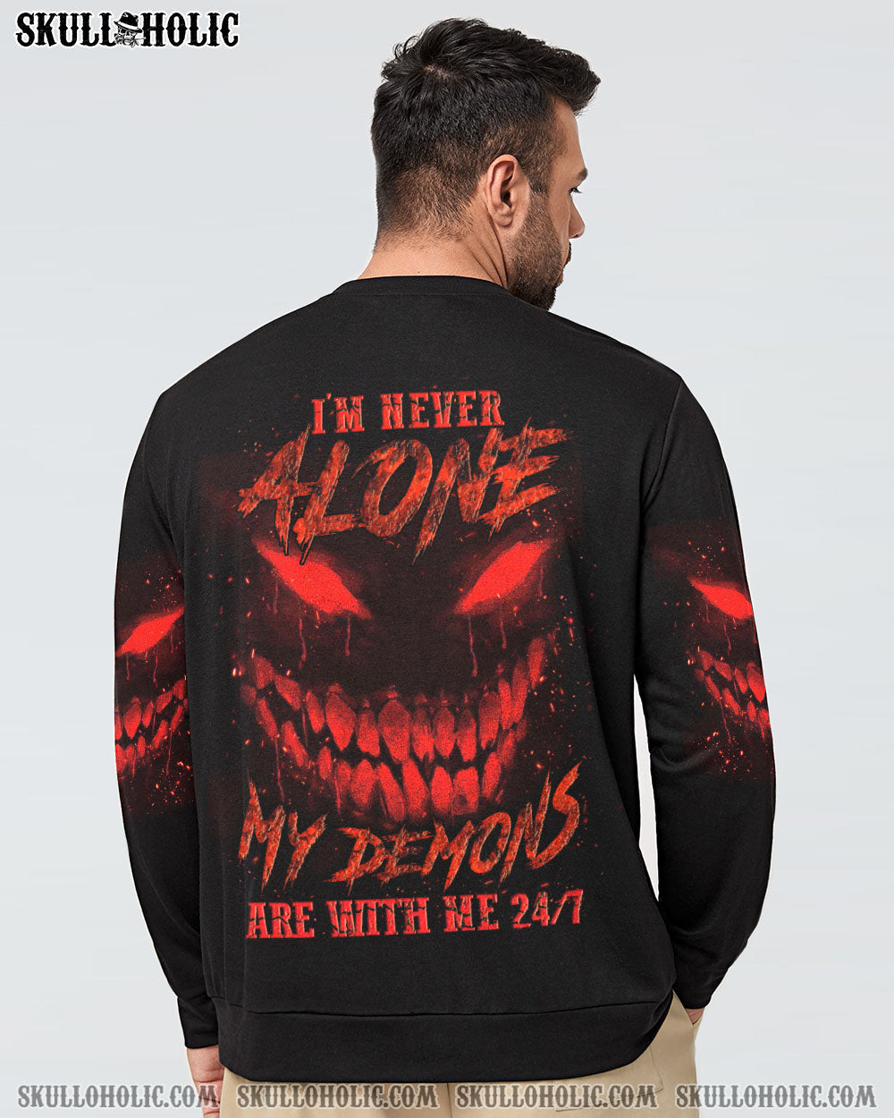 Im Never Alone My Demons Are With Me 247 Dark Red Skull Gothic Horro AOP Shirts _12_ Tp8Zw