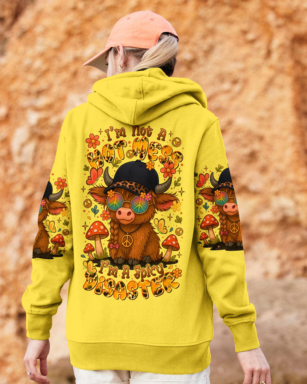 Im Not A Hot MessIm a Spicy Disaster Cute Cow with Peace Sign _26 Fun Floral Design AOP Shirts _3_ waTeK