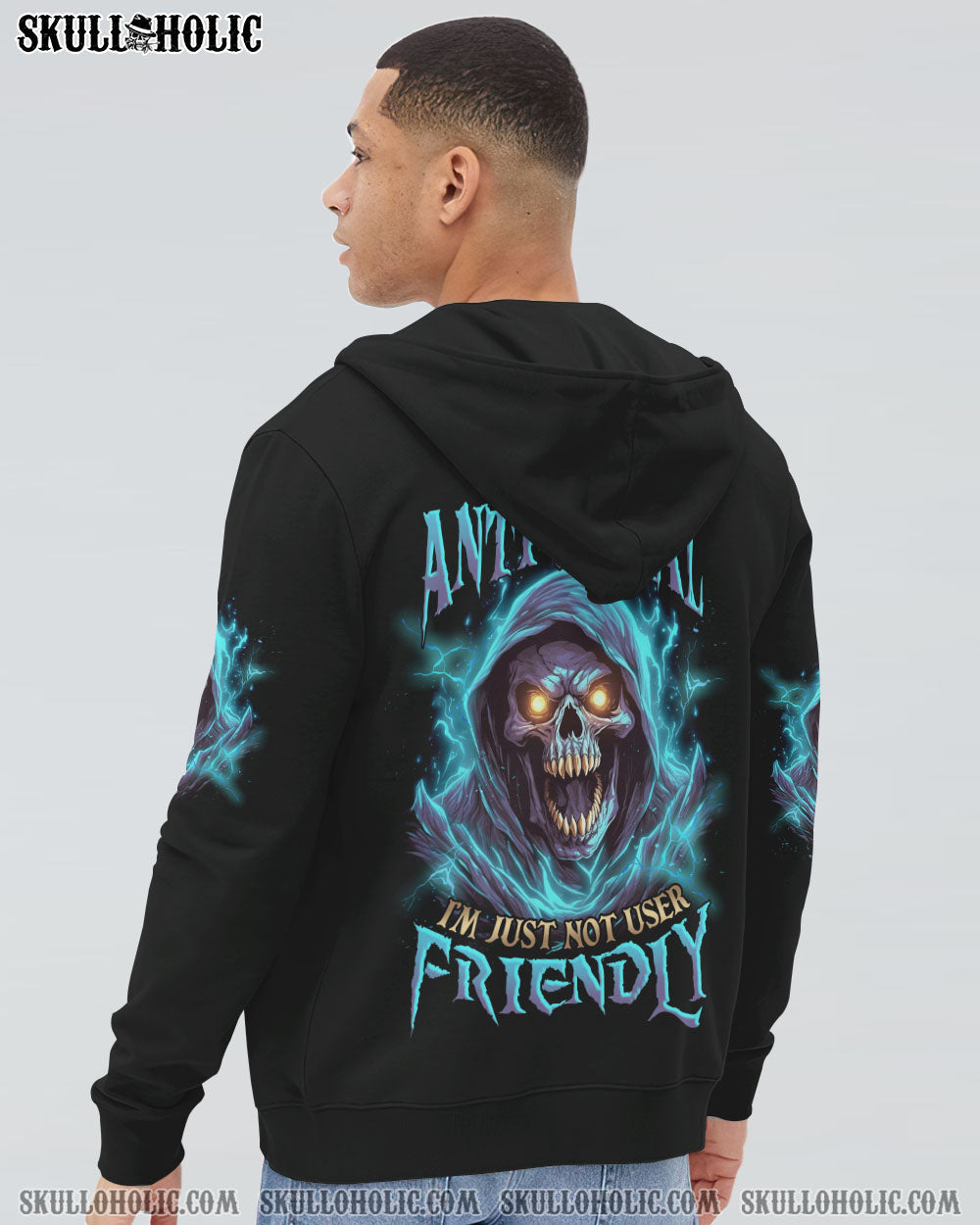 Im Not Anti Social Im Just Not User Friendly Grim Reaper Skull Graphic AOP Shirts _9_ zCzZa
