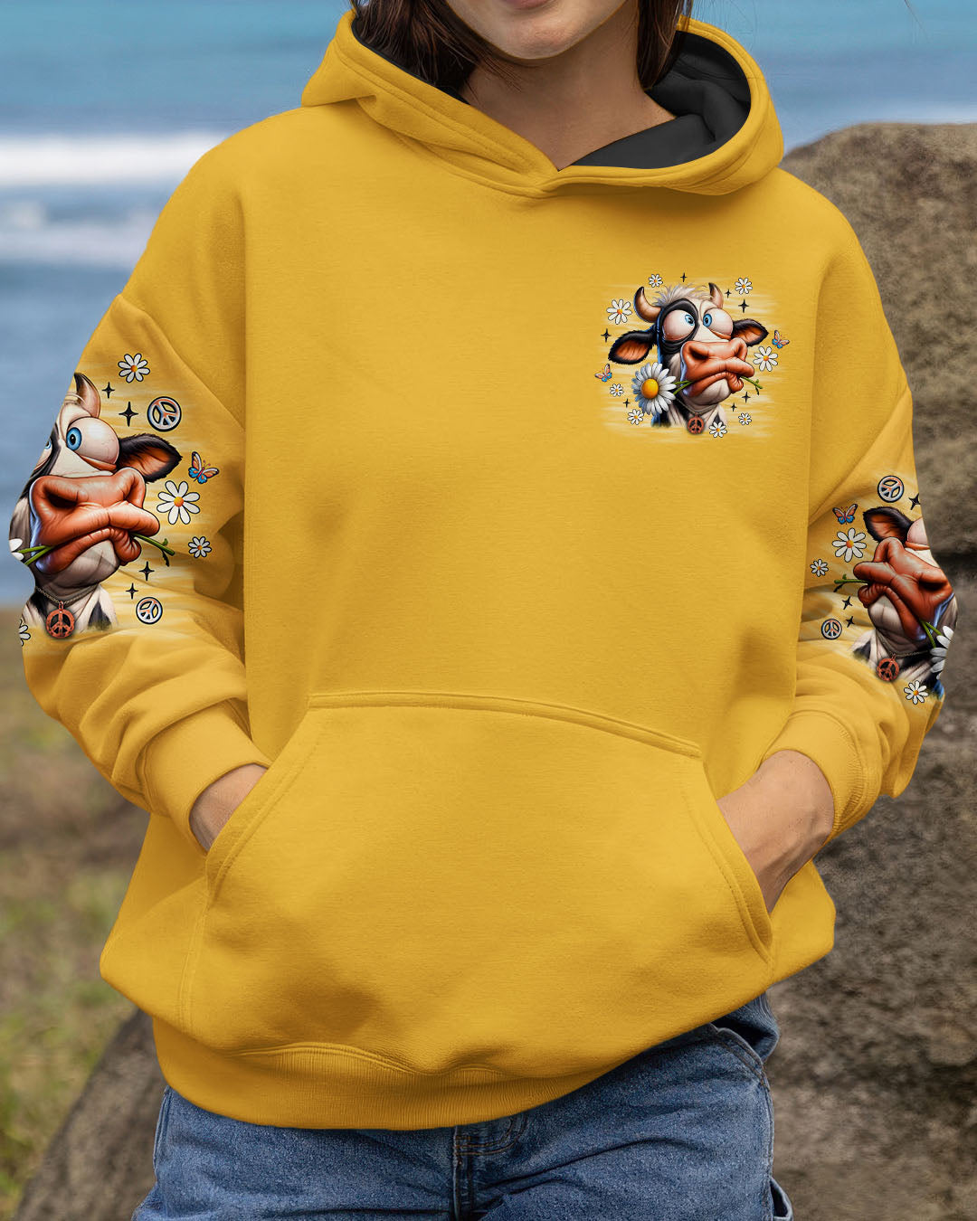 Im Sorry Did I Roll My Eyes Out Loud Cow Funny Cow with Peace and Daisies AOP Shirts _9_ zAuAV