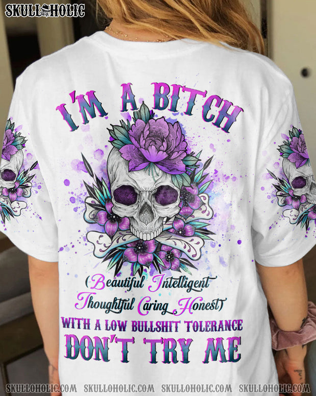 Im a B Don?t Try Me - Funny Beautiful Intelligent Sassy Floral - AOP Shirts