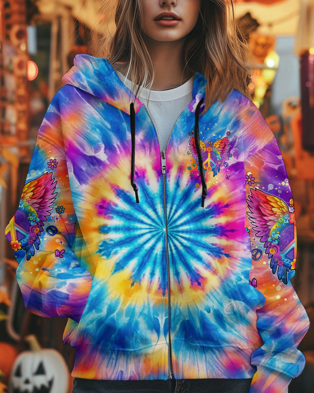 Imagine All The People Living Life In Peace - Tie-Dye Peace Symbol Graphic Tee for Women - AOP Shirts