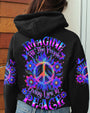 Imagine All The People Living Life in Peace Neon Colorful Peace Design for Women AOP Shirt _7_ 0gMNj