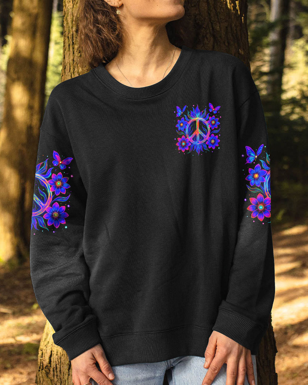 Imagine All The People Living Life in Peace Neon Colorful Peace Design for Women AOP Shirt _8_ tUAP3