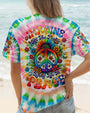Imagine All The People Living Life in Peace Sunflower and Peace Symbol Tie Dye Design AOP Shirts _5_ zmXsy