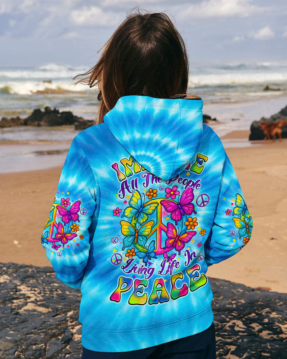 Imagine All The People Living Life in Peace Tie Dye Peace Symbol _26 Butterfly AOP Shirts _11_ euUcn
