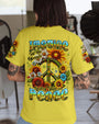 Imagine All the People Living Life in Peace Sunflower Peace Sign Design AOP Shirts _12_ 16UV6