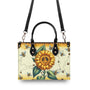 Imagine All the People Living Life in Peace Sunflower Peace Sign Hippie Leather Bag _4_ sqL5O