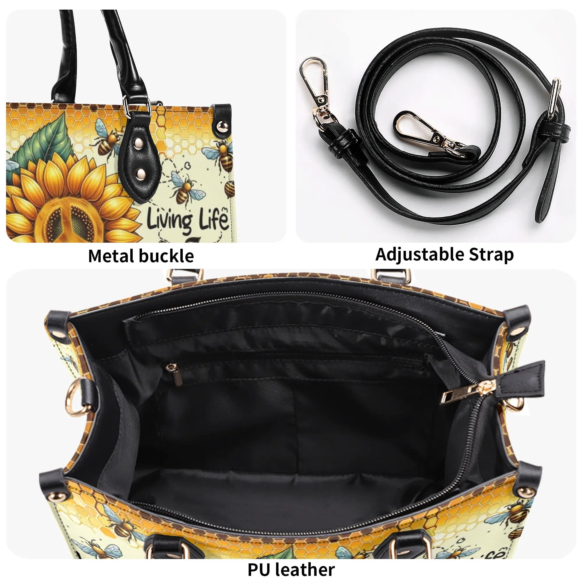 Imagine All the People Living Life in Peace Sunflower Peace Sign Hippie Leather Bag _8_ P1NPX