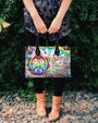 Imagine All the People Living Life in Peace Tie Dye Colorful Peace Sign Hippie Leather Bag _12_ HuSru