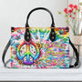 Imagine All the People Living Life in Peace Tie Dye Colorful Peace Sign Hippie Leather Bag _1_ 8agPL