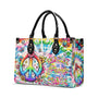 Imagine All the People Living Life in Peace Tie Dye Colorful Peace Sign Hippie Leather Bag _3_ oAMc4