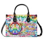 Imagine All the People Living Life in Peace Tie Dye Colorful Peace Sign Hippie Leather Bag _4_ y3bAW
