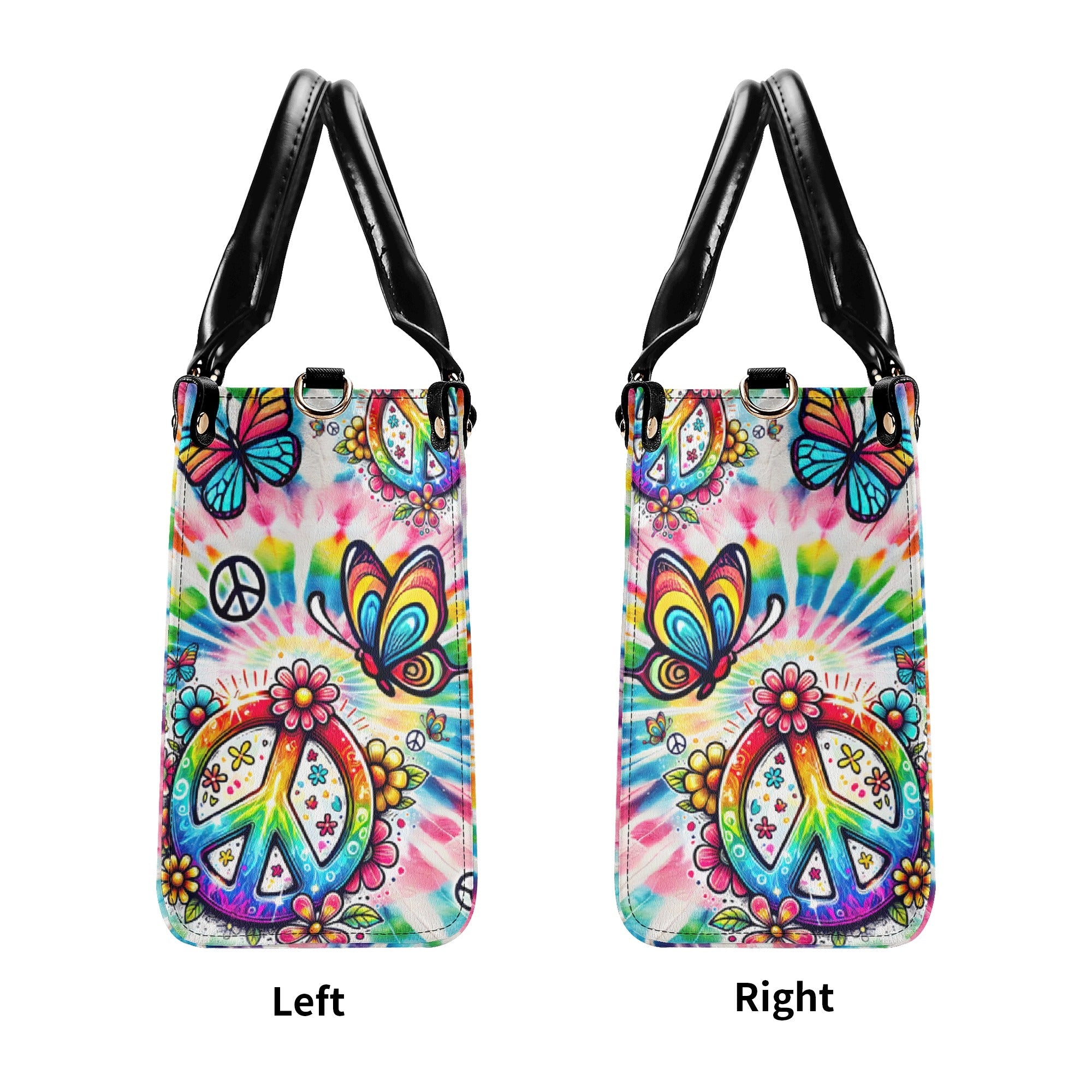 Imagine All the People Living Life in Peace Tie Dye Colorful Peace Sign Hippie Leather Bag _7_ TJurs