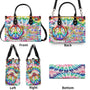 Imagine All the People Living Life in Peace Tie Dye Colorful Peace Sign Hippie Leather Bag _9_ zwnhW