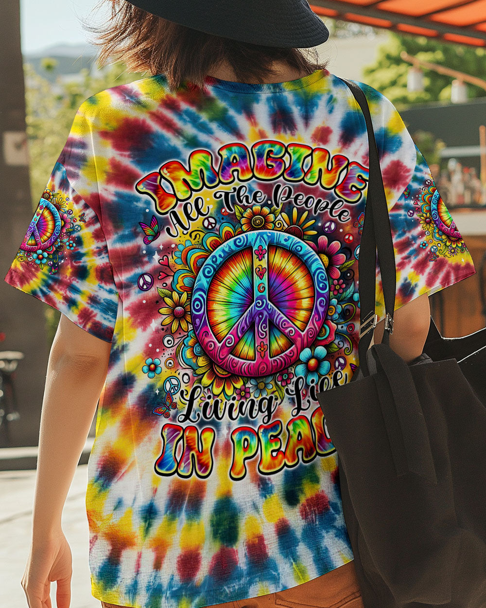 Imagine All the People Living Life in Peace Tie Dye Hippie Colorful AOP Shir _5_ FuFtP