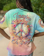 Imagine All the People Living Life in Peace Tie Dye Hippie Floral Peace Symbol AOP Shirts _1_ l3XCx