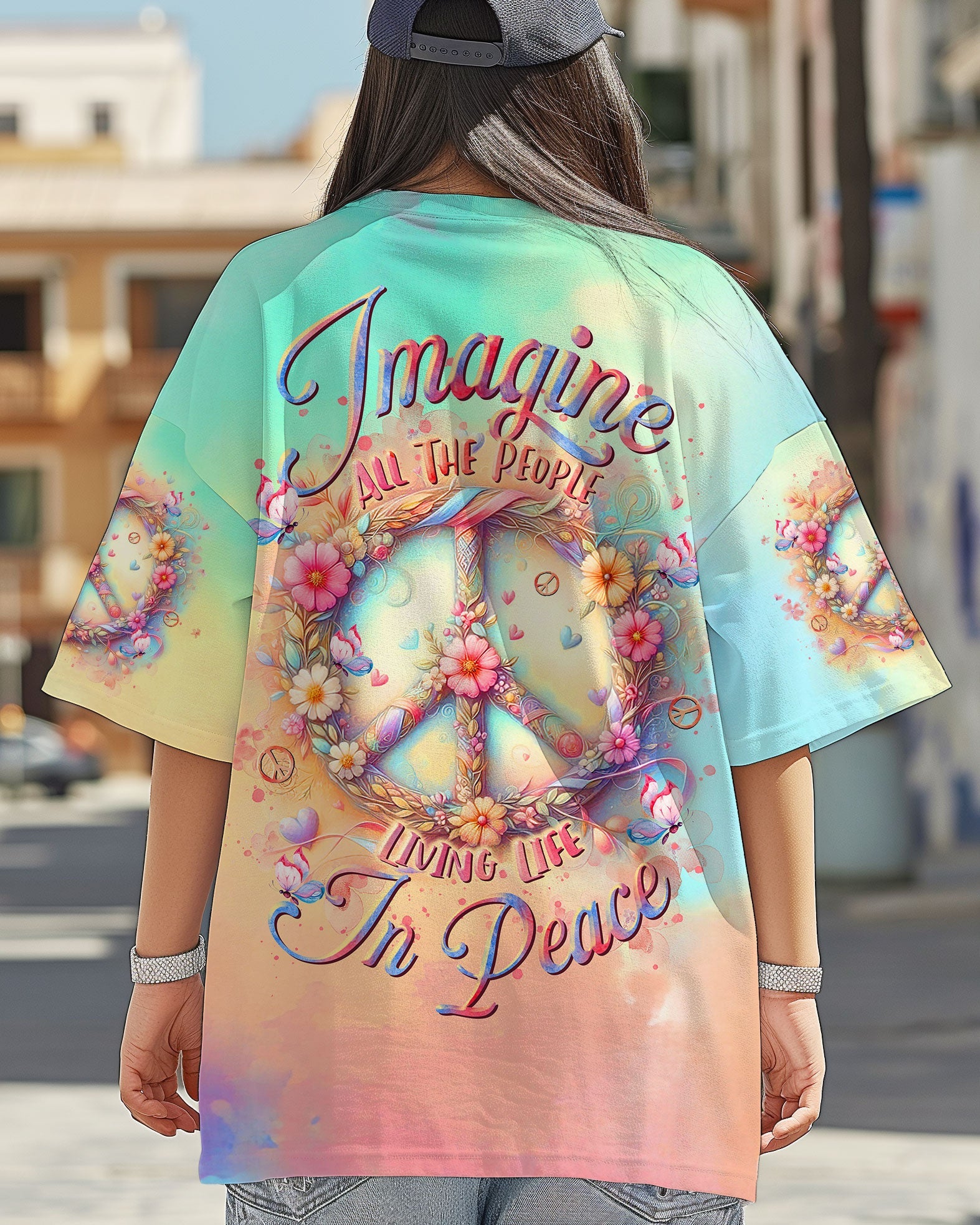 Imagine All the People Living Life in Peace Tie Dye Hippie Floral Peace Symbol AOP Shirts _3_ IRNIY