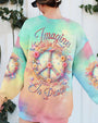Imagine All the People Living Life in Peace Tie Dye Hippie Floral Peace Symbol AOP Shirts _9_ xhu9O