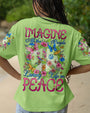 Imagine All the People Living Life in Peace Vibrant Peace Sign Design with Flowers _26 Birds AOP Shirts _12_ uK3Yz
