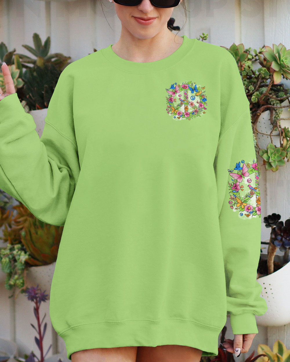 Imagine All the People Living Life in Peace Vibrant Peace Sign Design with Flowers _26 Birds AOP Shirts _6_ K0Bft