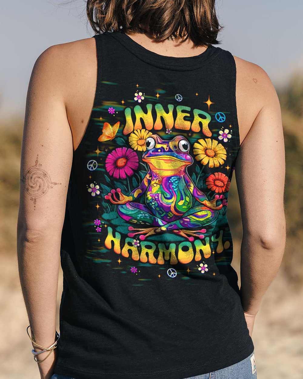 Inner Harmony Hippie Frog Trippy Meditation Psychedelic Graphic AOP Shirts _11_ CNX0D