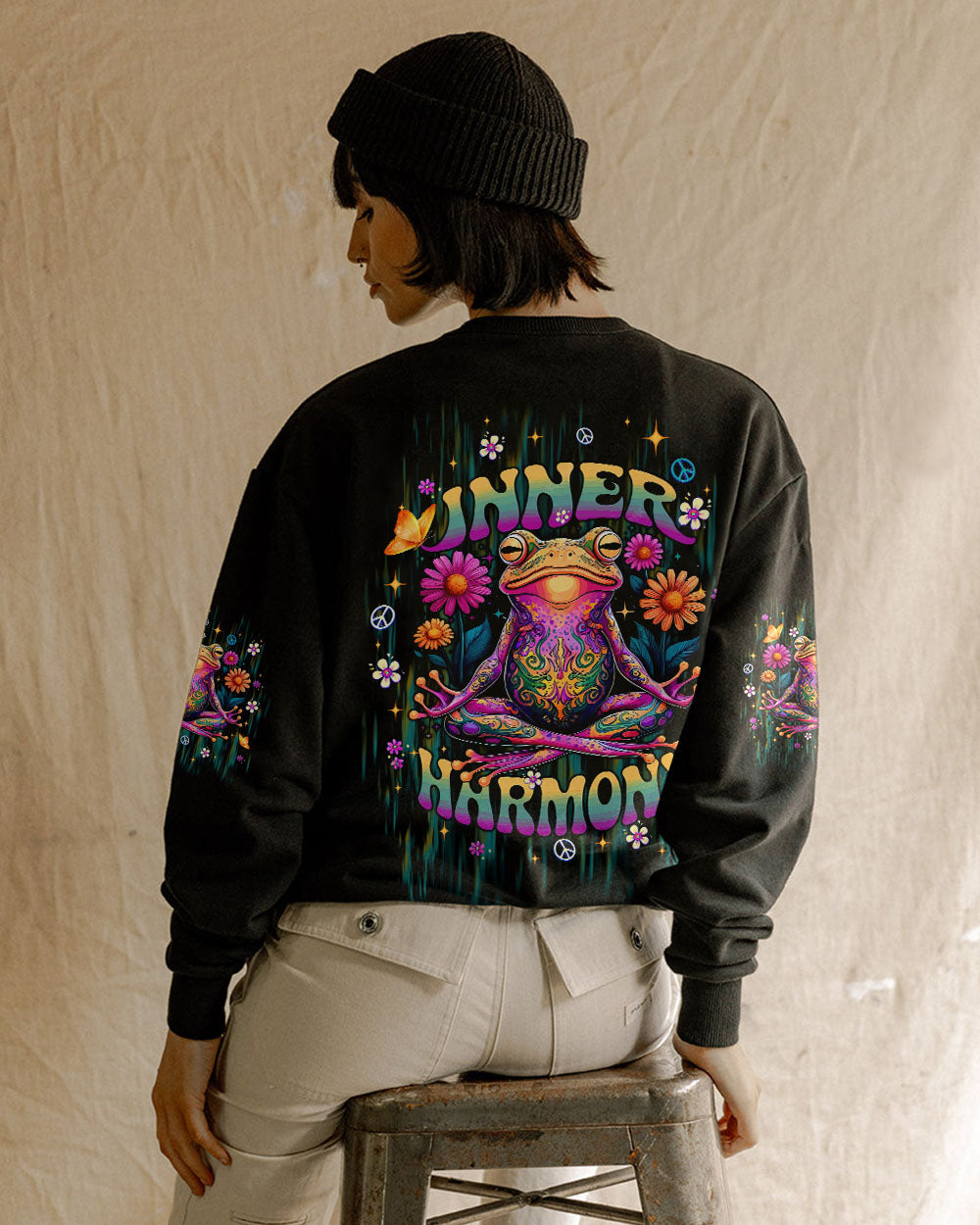 Inner Harmony Psychedelic Meditating Frog Hippie Graphic AOP Shirts _3_ QjHtk