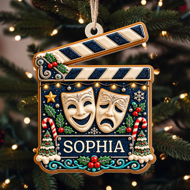 A Life Of Passion Clapperboard - Personalized Wood Ornament - Christmas Gift For Her