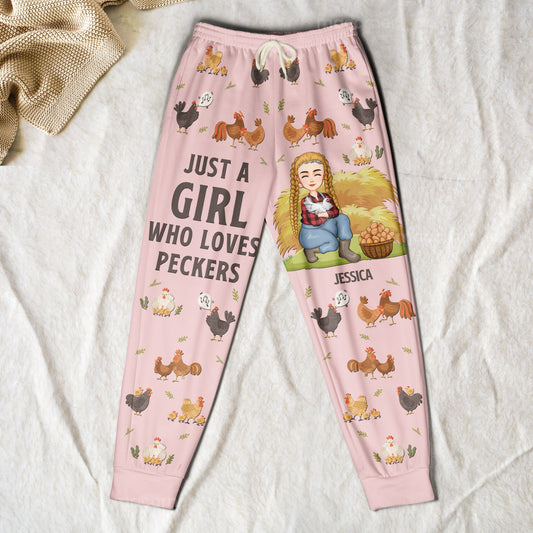 Just A Girl Who Loves Peckers Personalized Sweatpants_1