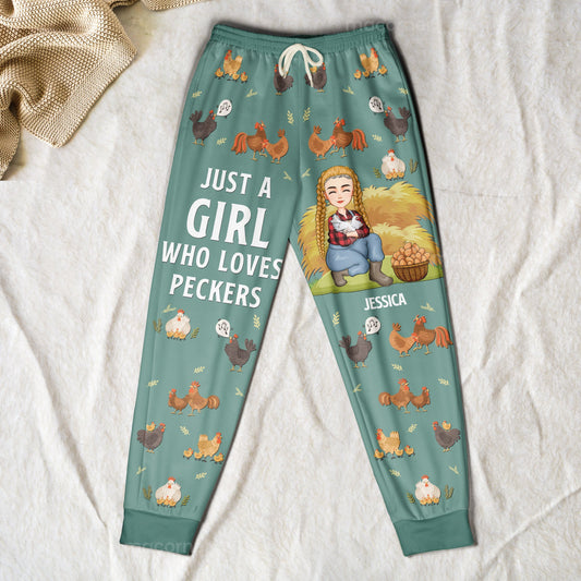 Just A Girl Who Loves Peckers Personalized Sweatpants_1