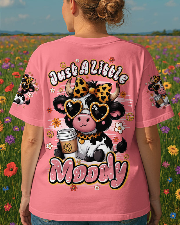 Just A Little Moody Cow - Cute Cow Design & Coffee Lover’s - AOP Shirts
