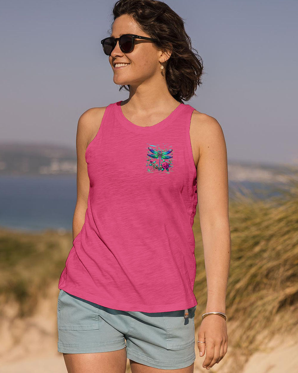 Just Breathe Everything Is Going To Be Okay Dragonfly Floral AOP Shirts _10_ G0fHk