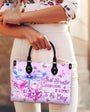 Just Breathe Everything Is Going To Be Okay Motivational Dragonfly with Pink Floral Leather Bag _2_ F67w0