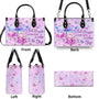 Just Breathe Everything Is Going To Be Okay Motivational Dragonfly with Pink Floral Leather Bag _9_ apj97