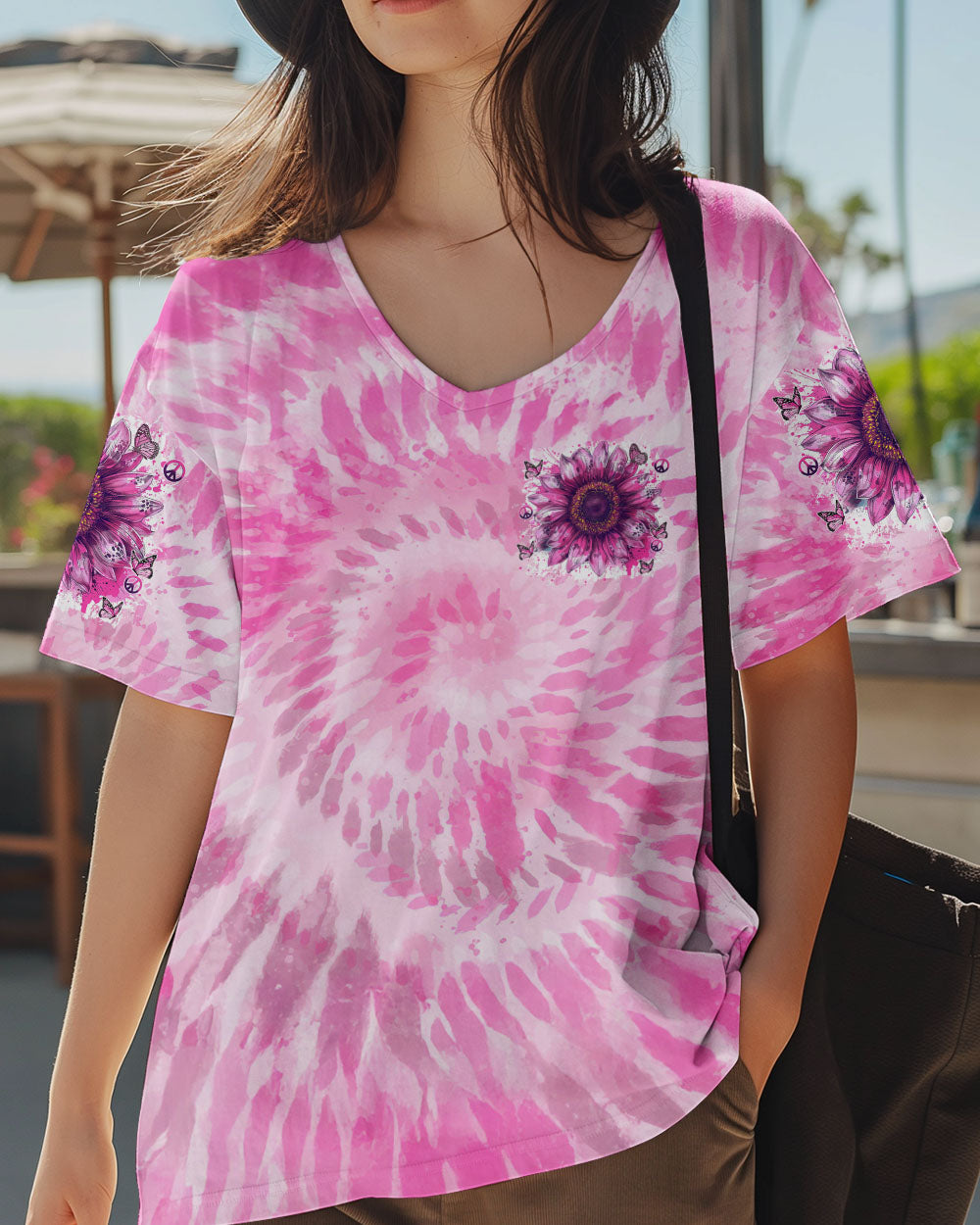 Just Breathe Everything Is Going To Be Okay Pink Tie Dye Sunflower AOP Shirts _12_ RtlEV