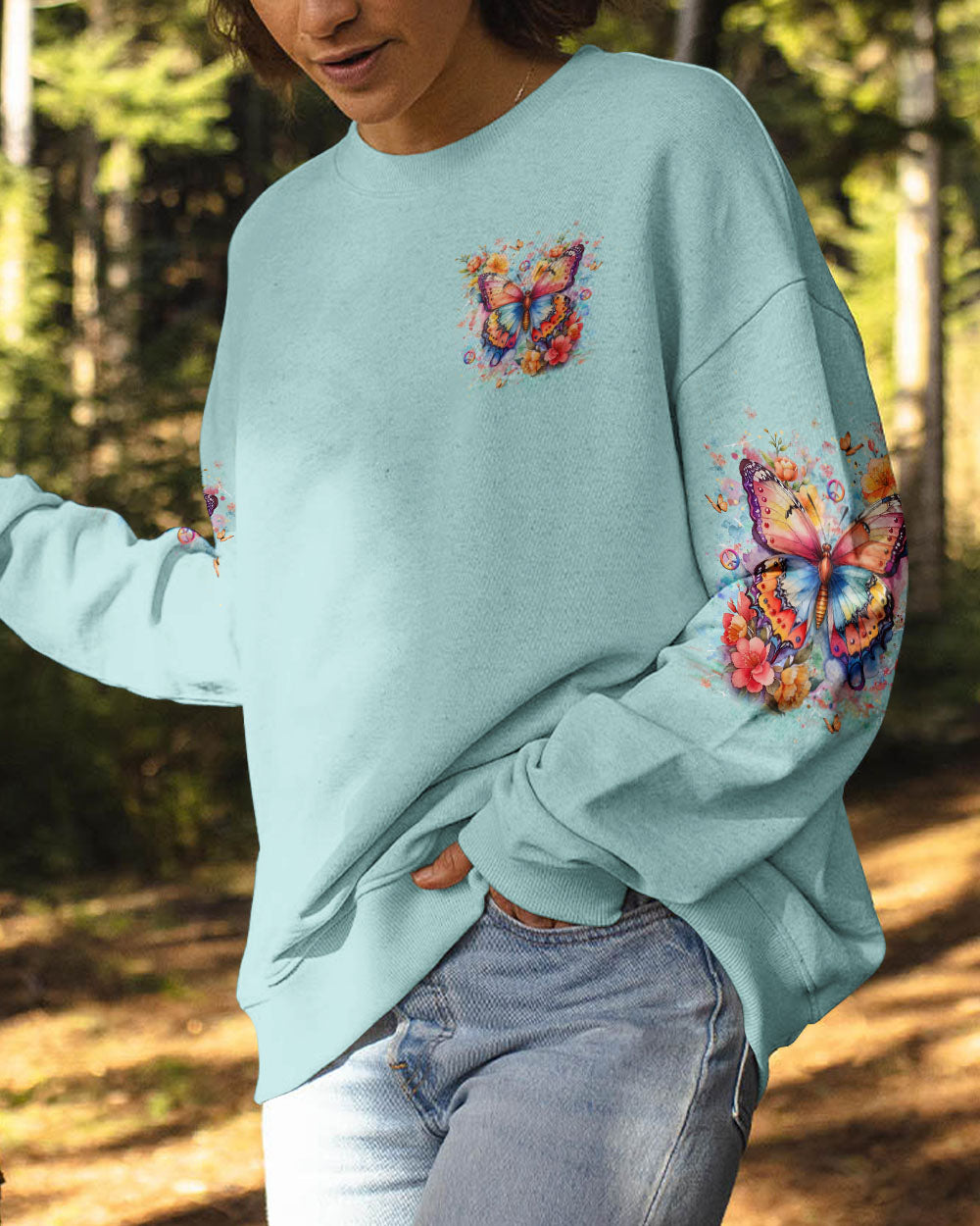 Just Breathe Everything Is Going to Be Okay Colorful Butterfly AOP Shirts _2_ aq7Ur