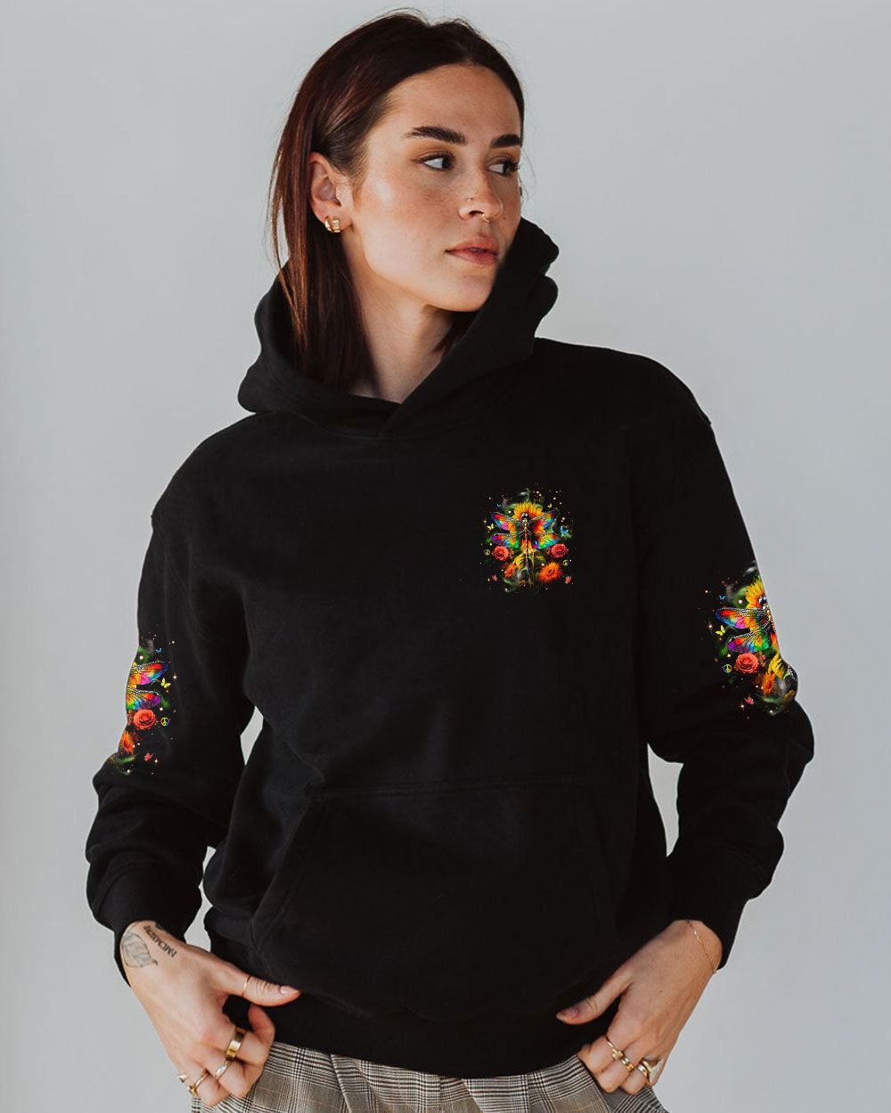 Just Breathe Everything Is Going to Be Okay Colorful Dragonfly Flower AOP Shirts _6_ P197Q