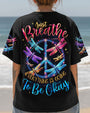 Just Breathe Everything Is Going to Be Okay Colorful Dragonfly Peace Sign AOP Shirts _3_ hluer