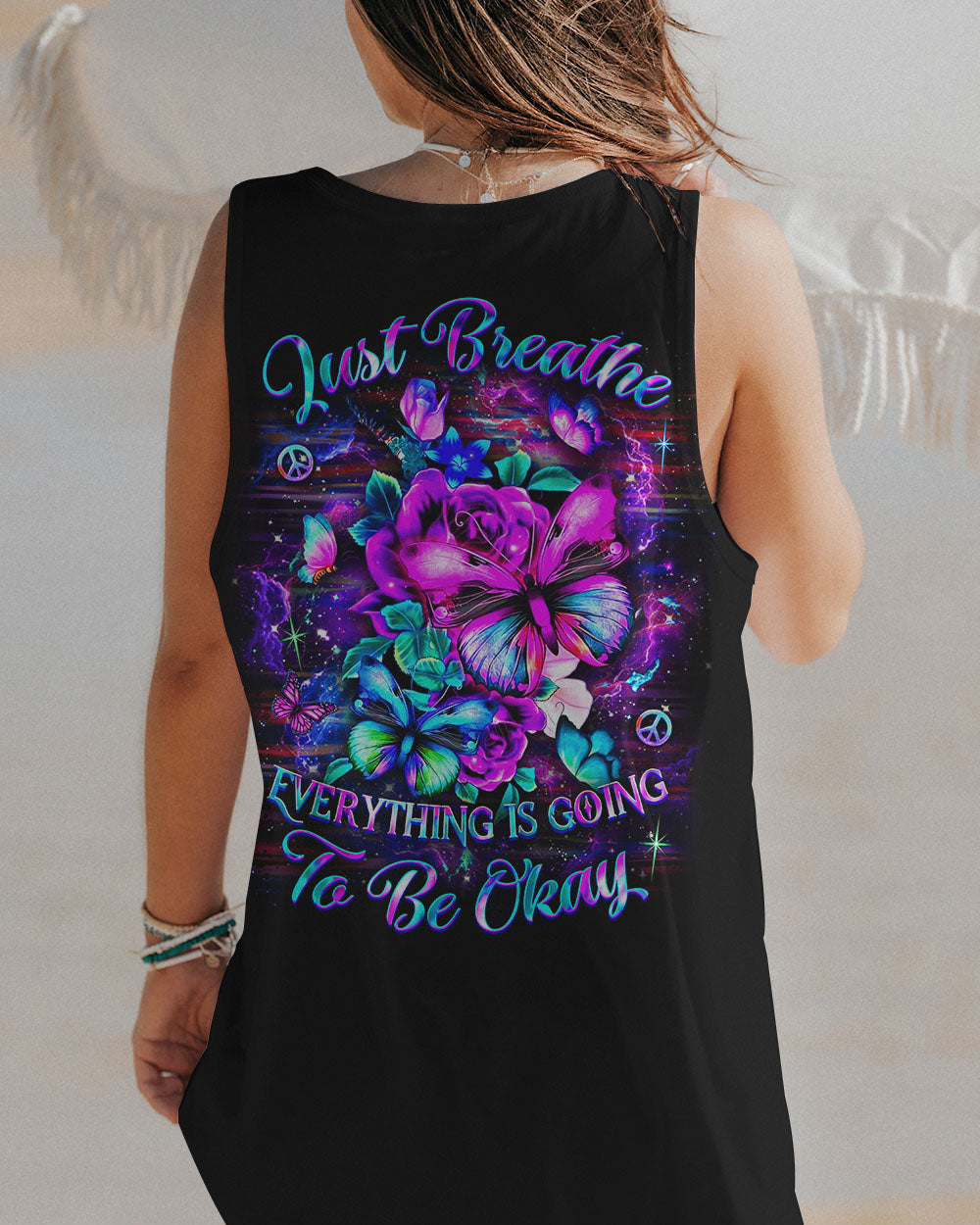 Just Breathe Everything Is Going to Be Okay Colorful Floral Butterfly AOP Shirts _14_ bRAaK