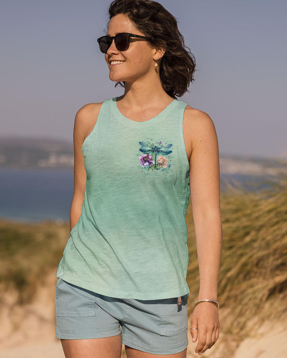 Just Breathe Everything Is Going to Be Okay Dragonfly and Flowers AOP Shirts _1_ jnMez