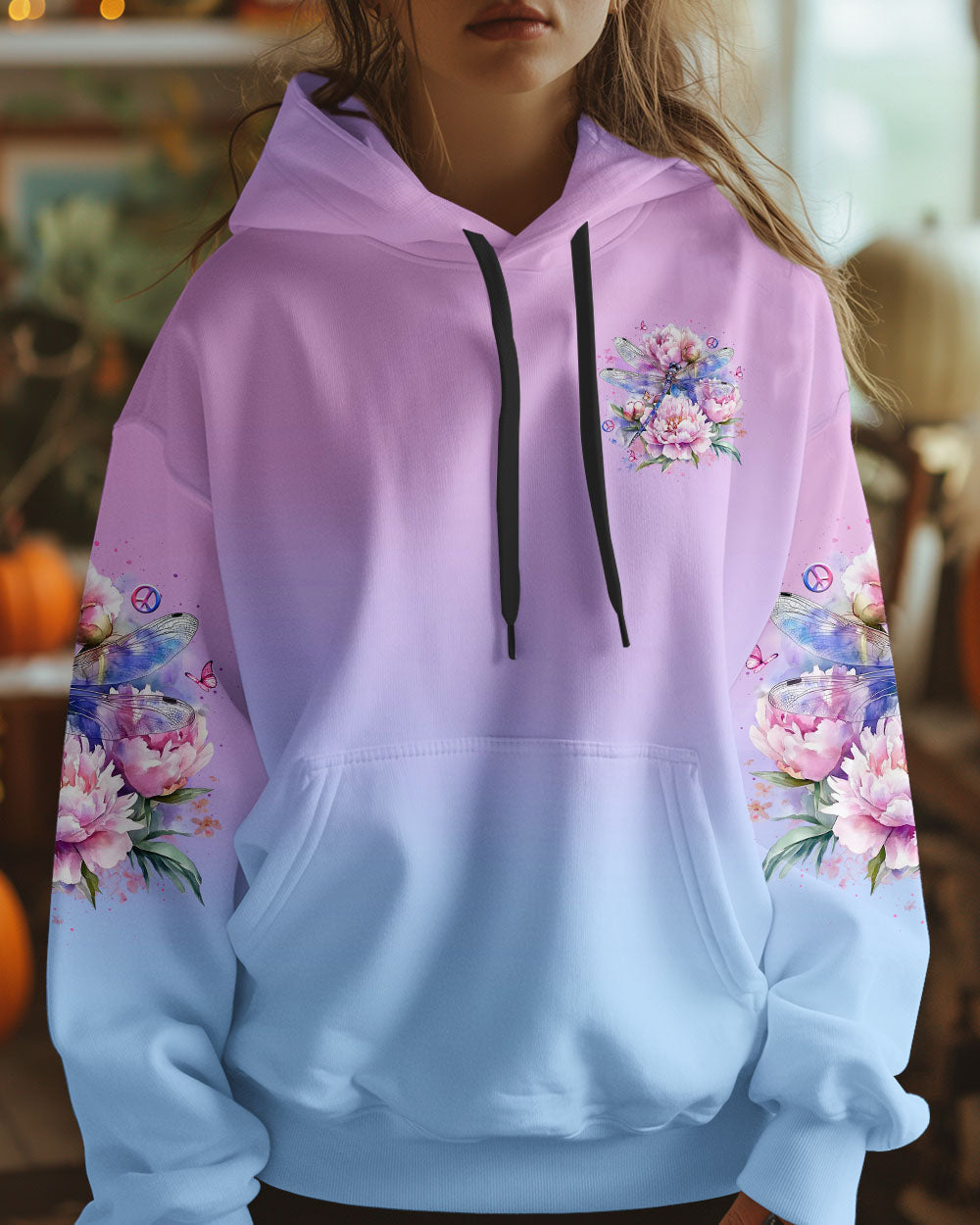 Just Breathe Everything Is Going to Be Okay Dragonfly and Peony Floral AOP Shirts _4_ WhGs3