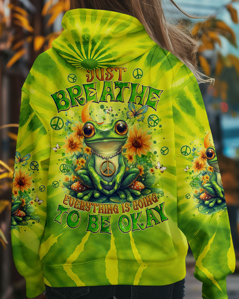 Just Breathe Everything Is Going to Be Okay Green Frog Tie Dye AOP Shirts _12_ 9mhms